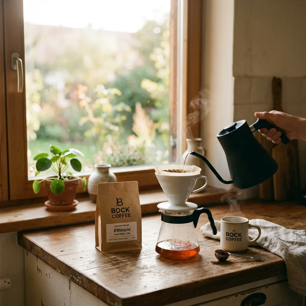 Bock Coffee | Photography | Generated by Nano Banana 2 (Aspect ratio - 1:1)